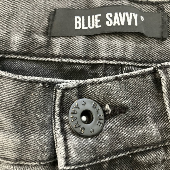 Blue Savvy Grey High Rise Black Destroyed Jeans Size 9/29 - Picture 3 of 9